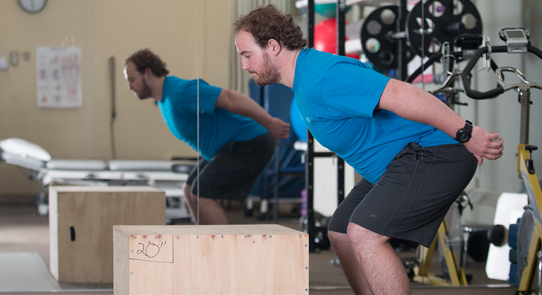 Patient rehabbing at Spaulding Outpatient Center Cambridge