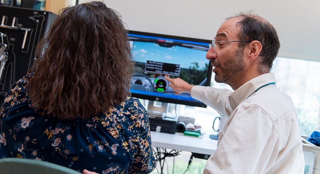 Patient rehabbing with driving assessment program at Medford